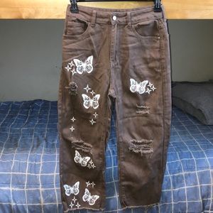 SHEIN Butterfly Boyfriend Jeans